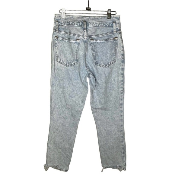 ABERCROMBIE & Fitch Mom Jeans 26 / 2 High Rise Raw Hem Acid Light Wash - Picture 4 of 8